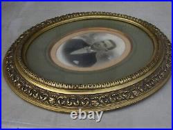 04j46 Ancien Cadre Ovale Stuc Dore Pour Portrait De Famille 1900