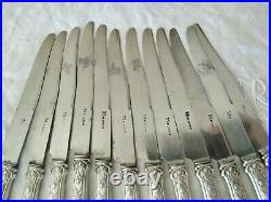 12 Anciens Couteaux Art Nouveau Argent Massif 1900 Silver Jugendstil Knives