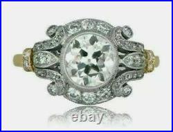 2Ct Vintage Diamant Circa Ancien Art Déco Fiançailles Bague 14k Jaune or Sur