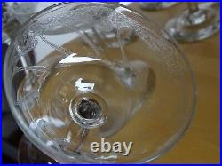 6 Anciennes Coupes A Champagne Cristal Gravure Art Nouveau