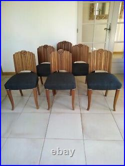 6 chaises Art Déco anciennes 1930 entièrement restaurées