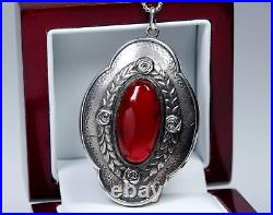 800 Argent Style Ancien Art Nouveau Pendentif Carnéol GEBRÜDER