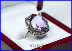 835 Argent Style Ancien Art Nouveau Anneau 9.00 CT Améthyste