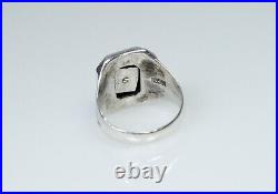 835 Argent Style Ancien Art Nouveau Hommes-Bague / Chevalière Grenat Et