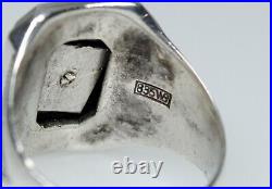 835 Argent Style Ancien Art Nouveau Hommes-Bague / Chevalière Grenat Et