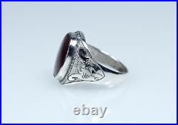 835 Argent Style Ancien Art Nouveau Hommes-Bague / Siegel-Ring Carnéol