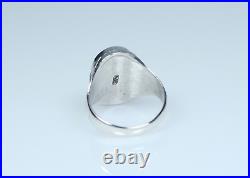 835 Argent Style Ancien Art Nouveau Hommes-Bague / Siegel-Ring Carnéol