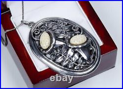900 Argent Style Ancien Taille XXL Art Nouveau Pendentif Avec Sculpture 900 Argent Style Ancien Taille XXL Art Nouveau Pendentif Avec Sculpture