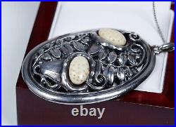 900 Argent Style Ancien Taille XXL Art Nouveau Pendentif Avec Sculpture 900 Argent Style Ancien Taille XXL Art Nouveau Pendentif Avec Sculpture