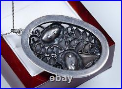 900 Argent Style Ancien Taille XXL Art Nouveau Pendentif Avec Sculpture 900 Argent Style Ancien Taille XXL Art Nouveau Pendentif Avec Sculpture
