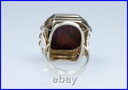 935 Argent, Doré Style Ancien Art Nouveau Bague Avec Agate