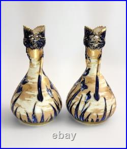 A Paire De Ancien Art Nouveau Porcelaine Vases, Décoré Par Ernst Wahliss, Austr