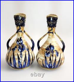 A Paire De Ancien Art Nouveau Porcelaine Vases, Décoré Par Ernst Wahliss, Austr