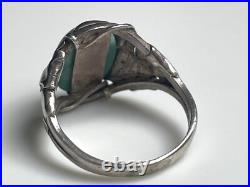 ANCIEN Bague Argent Amazonite Art Nouveau ANTIQUE Sterling Silver Ring Anello