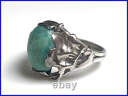 ANCIEN Bague Argent Amazonite Art Nouveau ANTIQUE Sterling Silver Ring Anello