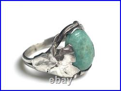 ANCIEN Bague Argent Amazonite Art Nouveau ANTIQUE Sterling Silver Ring Anello