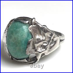 ANCIEN Bague Argent Amazonite Art Nouveau ANTIQUE Sterling Silver Ring Anello
