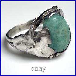 ANCIEN Bague Argent Amazonite Art Nouveau ANTIQUE Sterling Silver Ring Anello
