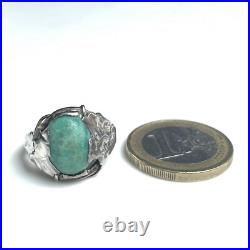 ANCIEN Bague Argent Amazonite Art Nouveau ANTIQUE Sterling Silver Ring Anello