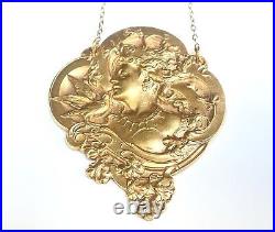 ANCIEN Collier Métal doré Art Nouveau signé Zach Rare ANTIQUE Necklace