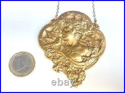 ANCIEN Collier Métal doré Art Nouveau signé Zach Rare ANTIQUE Necklace