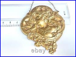 ANCIEN Collier Métal doré Art Nouveau signé Zach Rare ANTIQUE Necklace