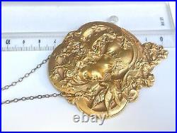 ANCIEN Collier Métal doré Art Nouveau signé Zach Rare ANTIQUE Necklace