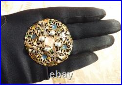 ANCIEN GROS BOUTON ART-NOUVEAU décor floral ajouré et émaillé fin XIXe ANCIEN GROS BOUTON ART-NOUVEAU décor floral ajouré et émaillé fin XIXe