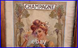 ANCIENNE AFFICHE CHAMPAGNE Vve DEVAUX EPERNAY FEMME ART NOUVEAU NO MUCHA EP. 1900