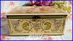 ANCIENNE BOITE glaçoïde décor Art Nouveau style Mucha vers 1900