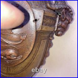 ANCIENNE PAIRE DE VASE ART NOUVEAU TETE Belier Oiseau Dauphin REGULE No Bronze