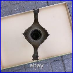 ANCIENNE PAIRE DE VASE ART NOUVEAU TETE Belier Oiseau Dauphin REGULE No Bronze