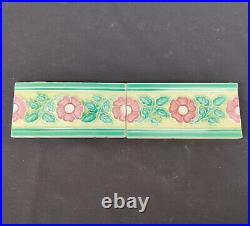 Ancien Architecture Meubles Carreau Floral Majolique Art Nouveau Japon 2 PC