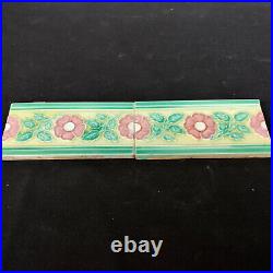 Ancien Architecture Meubles Carreau Floral Majolique Art Nouveau Japon 2 PC