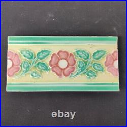 Ancien Architecture Meubles Carreau Floral Majolique Art Nouveau Japon 2 PC