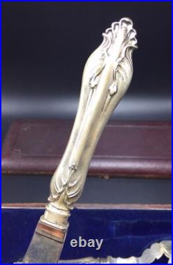 Ancien Argent Sterling Art Nouveau 2 Pièce Portion Ensemble Original Boite