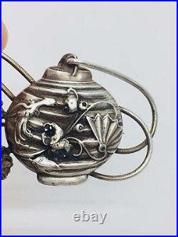 Ancien Art Nouveau Argent Sterling Miel Pot Fleur Broche