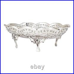 Ancien Art Nouveau Argent Sterling Ovale Bonbon Panier Snack Bol Sur Fonte Pieds