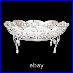 Ancien Art Nouveau Argent Sterling Ovale Bonbon Panier Snack Bol Sur Fonte Pieds