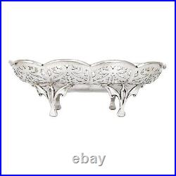 Ancien Art Nouveau Argent Sterling Ovale Bonbon Panier Snack Bol Sur Fonte Pieds