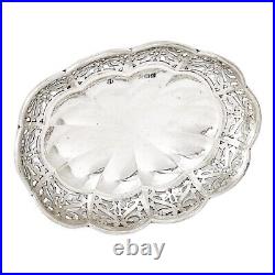 Ancien Art Nouveau Argent Sterling Ovale Bonbon Panier Snack Bol Sur Fonte Pieds