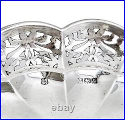 Ancien Art Nouveau Argent Sterling Ovale Bonbon Panier Snack Bol Sur Fonte Pieds