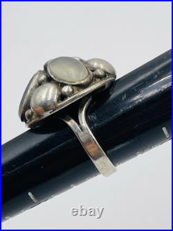 Ancien Art Nouveau Argent Sterling Pierre de Lune & Labradorite Taille Bague 5 Ancien Art Nouveau Argent Sterling Pierre de Lune & Labradorite Taille Bague 5