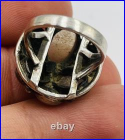 Ancien Art Nouveau Argent Sterling Pierre de Lune & Labradorite Taille Bague 5 Ancien Art Nouveau Argent Sterling Pierre de Lune & Labradorite Taille Bague 5