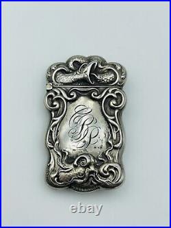 Ancien Art Nouveau Argent Sterling Serpent & Poisson Design Orné Match Sûr