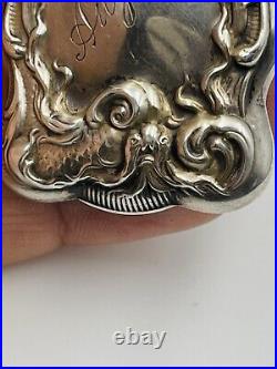 Ancien Art Nouveau Argent Sterling Serpent & Poisson Design Orné Match Sûr