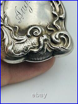 Ancien Art Nouveau Argent Sterling Serpent & Poisson Design Orné Match Sûr