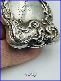 Ancien Art Nouveau Argent Sterling Serpent & Poisson Design Orné Match Sûr