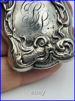 Ancien Art Nouveau Argent Sterling Serpent & Poisson Design Orné Match Sûr