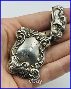 Ancien Art Nouveau Argent Sterling Serpent & Poisson Design Orné Match Sûr